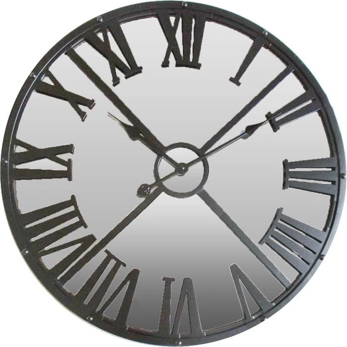 Orë muri me pasqyrë, metal antracit, 70x70x5cm