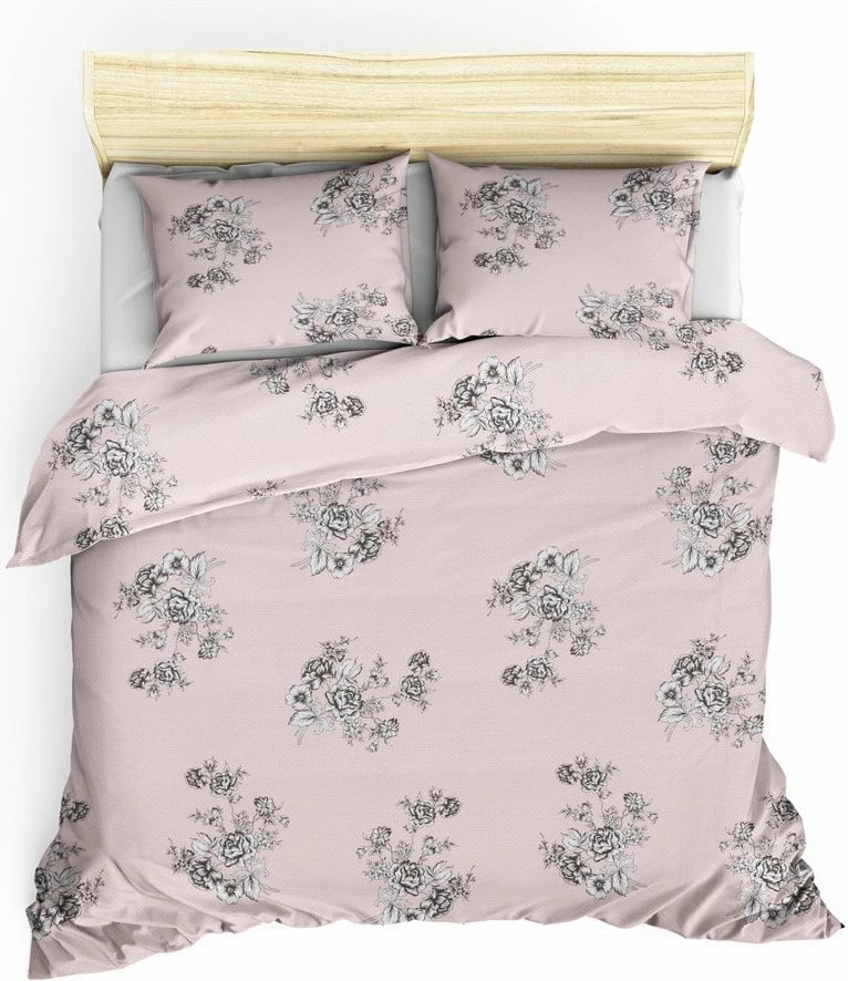 Set mbulesë për jorgan King, L'essentiel, Bouquet, ngjyrë gri dhe pluhur