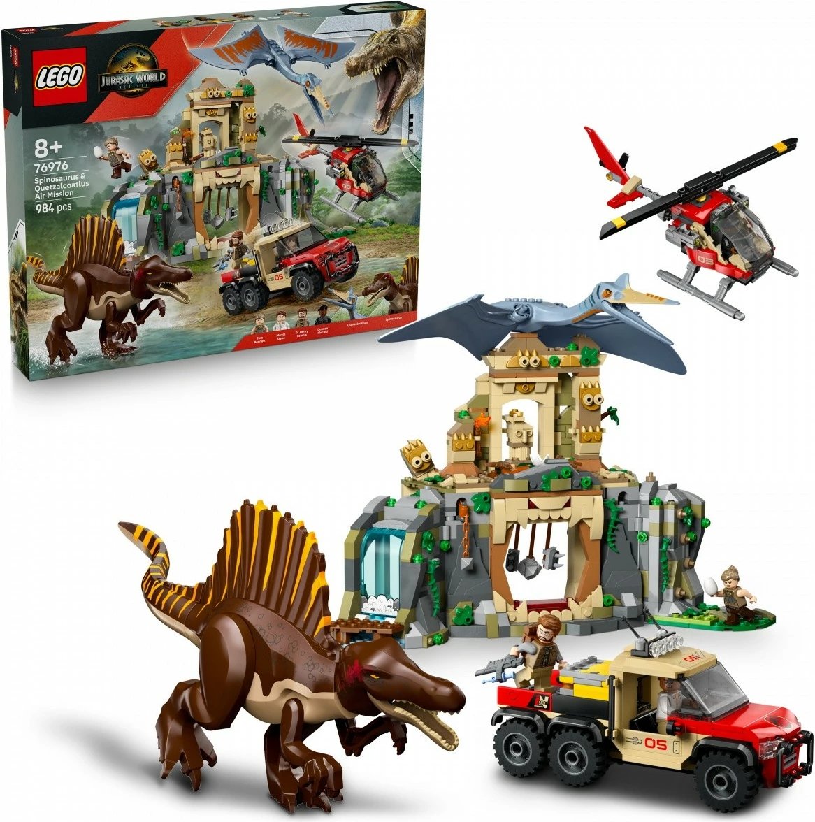 Set LEGO Jurassic World 76976 Air Mission me Spinosaurus dhe Quetzalcoatlus, 984 pjesë