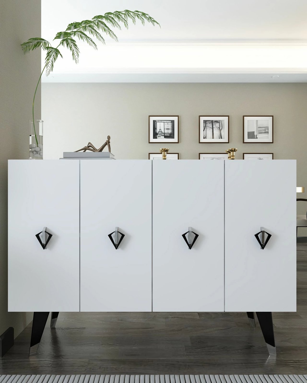 Konsol Skye Decor, 8165KM-32, e bardhë, e zezë, argjend