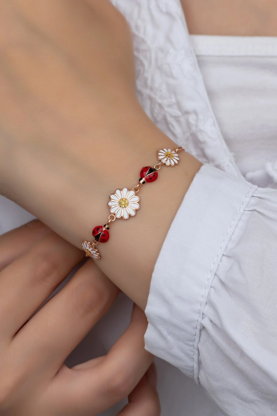 Byzylyk argjendi Jumeon, NRZ99346, ngjyrë ari, e kuqe, e bardhë