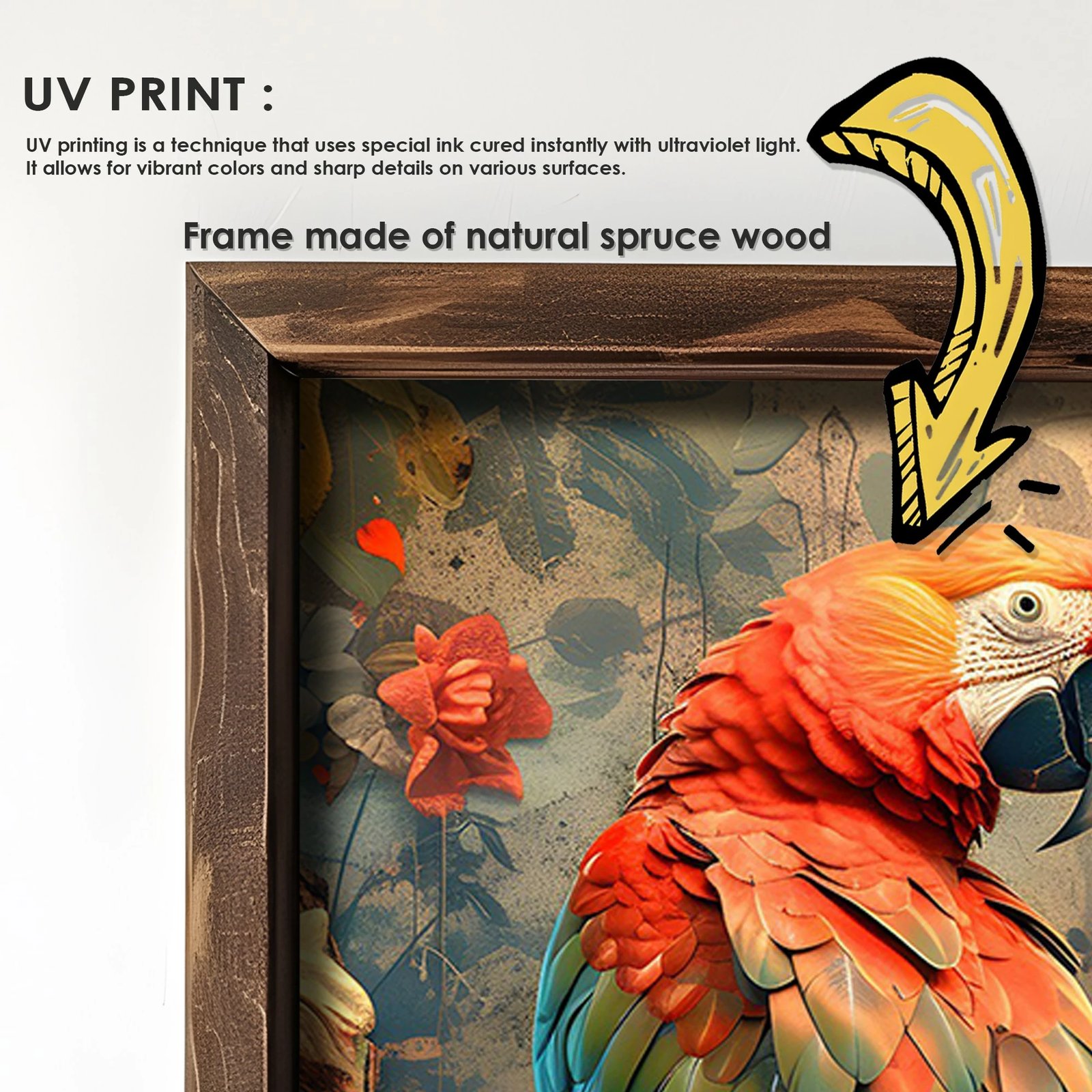 Pikturë dekorative me kornizë MDF, Wallity, AI061, shumëngjyrëshe, 25x50x3.5cm