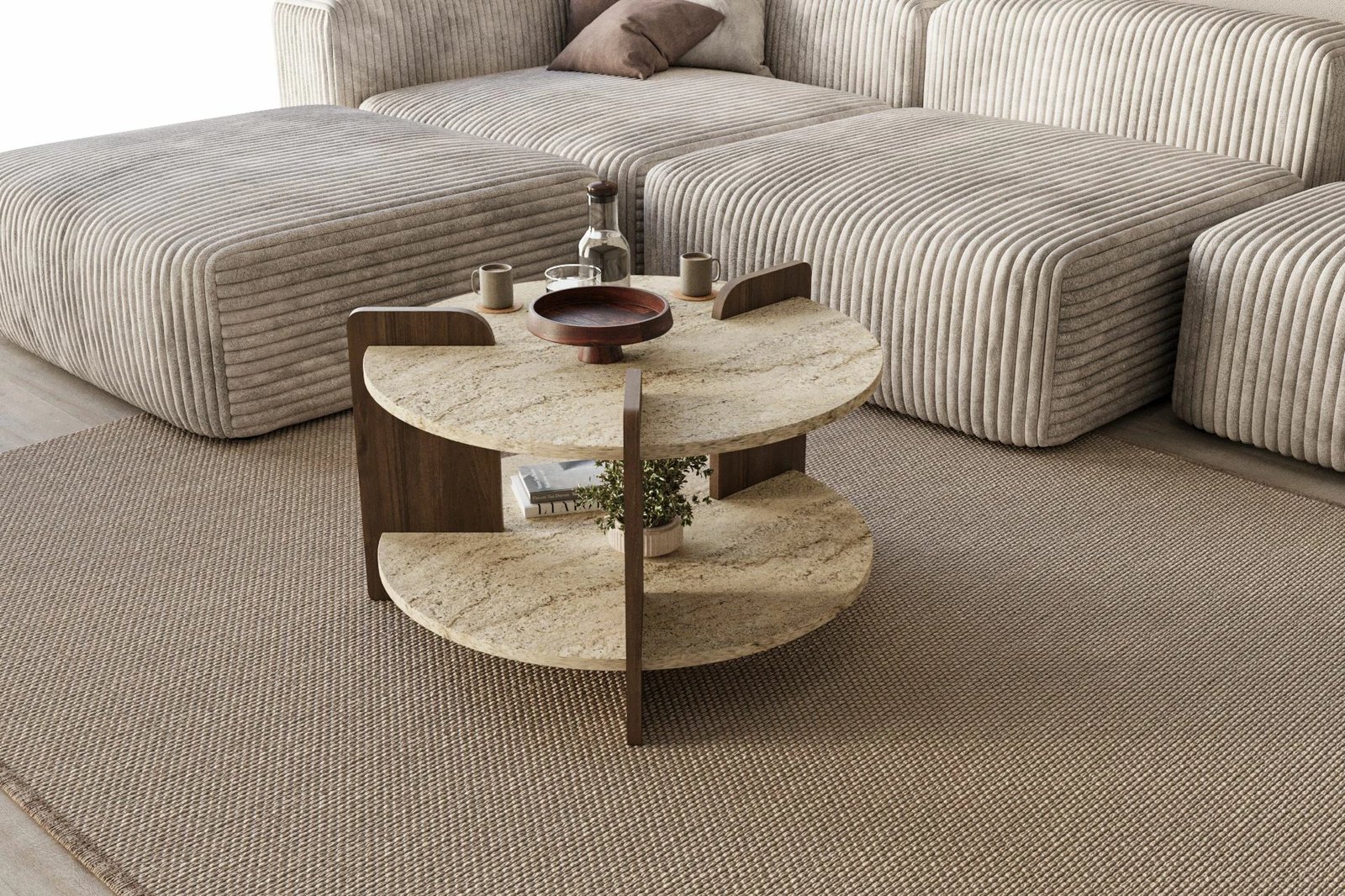 Tavolinë kafeje Skye Decor, Oalla - ngjyrë arre, travertin