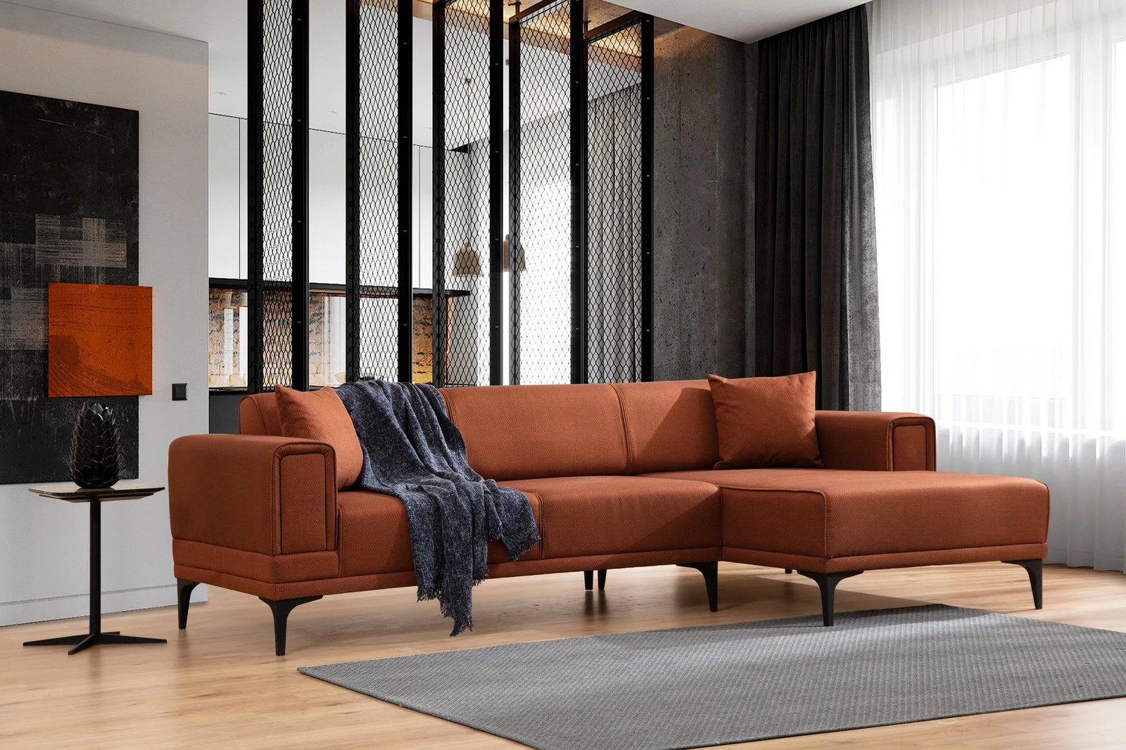 Kënd-sofë krevate Atelier del Sofa, Horizon, kënd i djathtë, ngjyrë e kuqe tjegulle