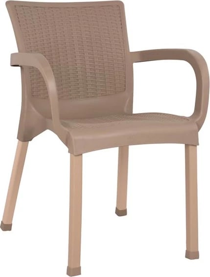 Karrige me krahë, polipropilenë, këmbë alumini, FH5591.02, ngjyrë kapuçino, 60x60x82 cm