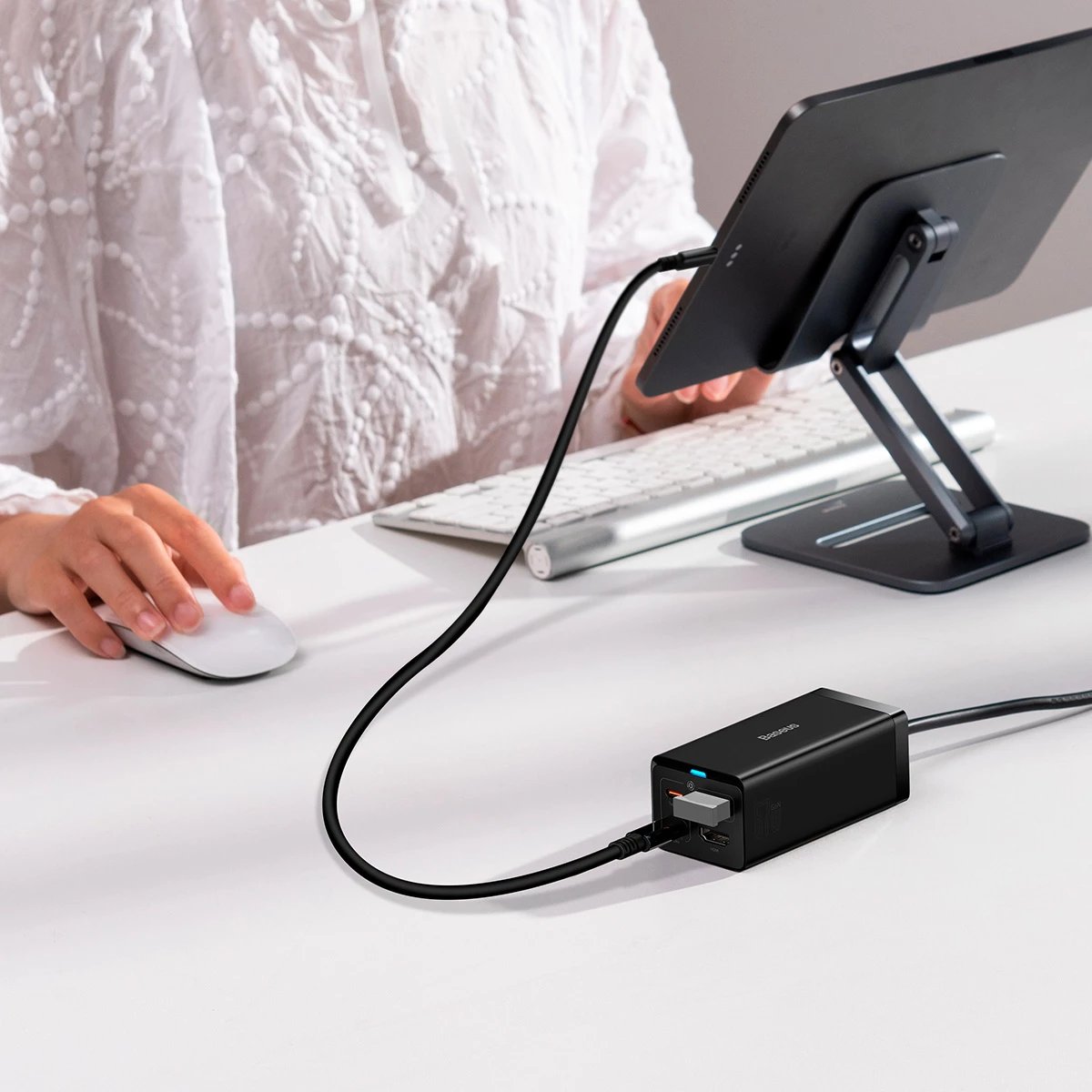Karikues i shpejtë Baseus GaN5 Pro HUB, CCGP110201, 67W, 2x USB-C, USB-A, HDMI 4K, me kabllo USB-C 1m, i zi