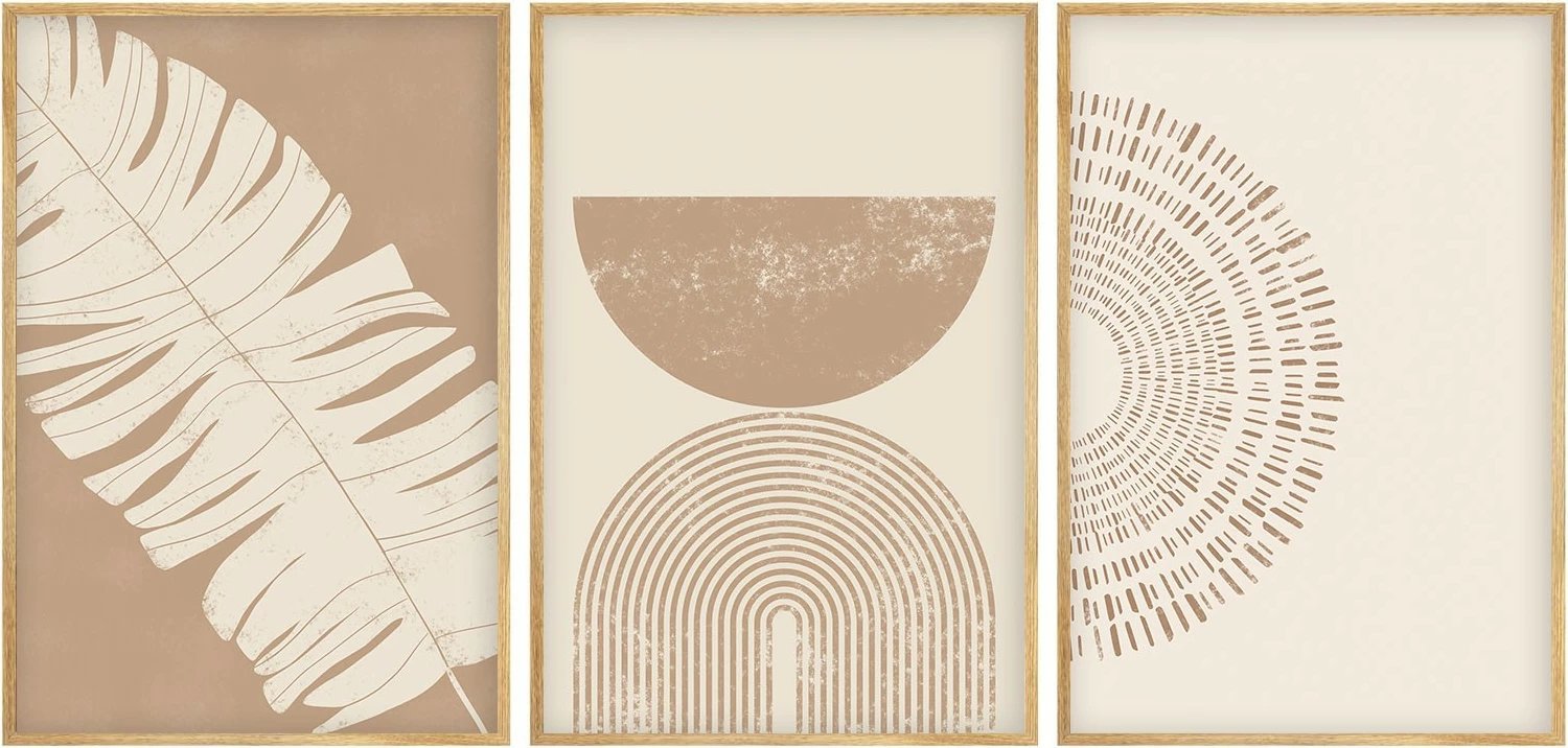 Set pikturash dekorative me kornizë, MDF, shumëngjyrëshe, 3 copë, Wallity, Huhu259, 30x40cm