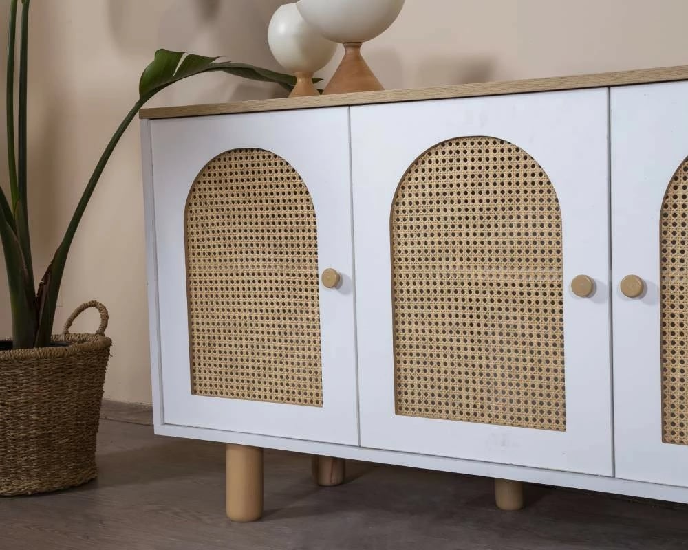 Konsol Skye Decor, bohem, e bardhë dhe lis