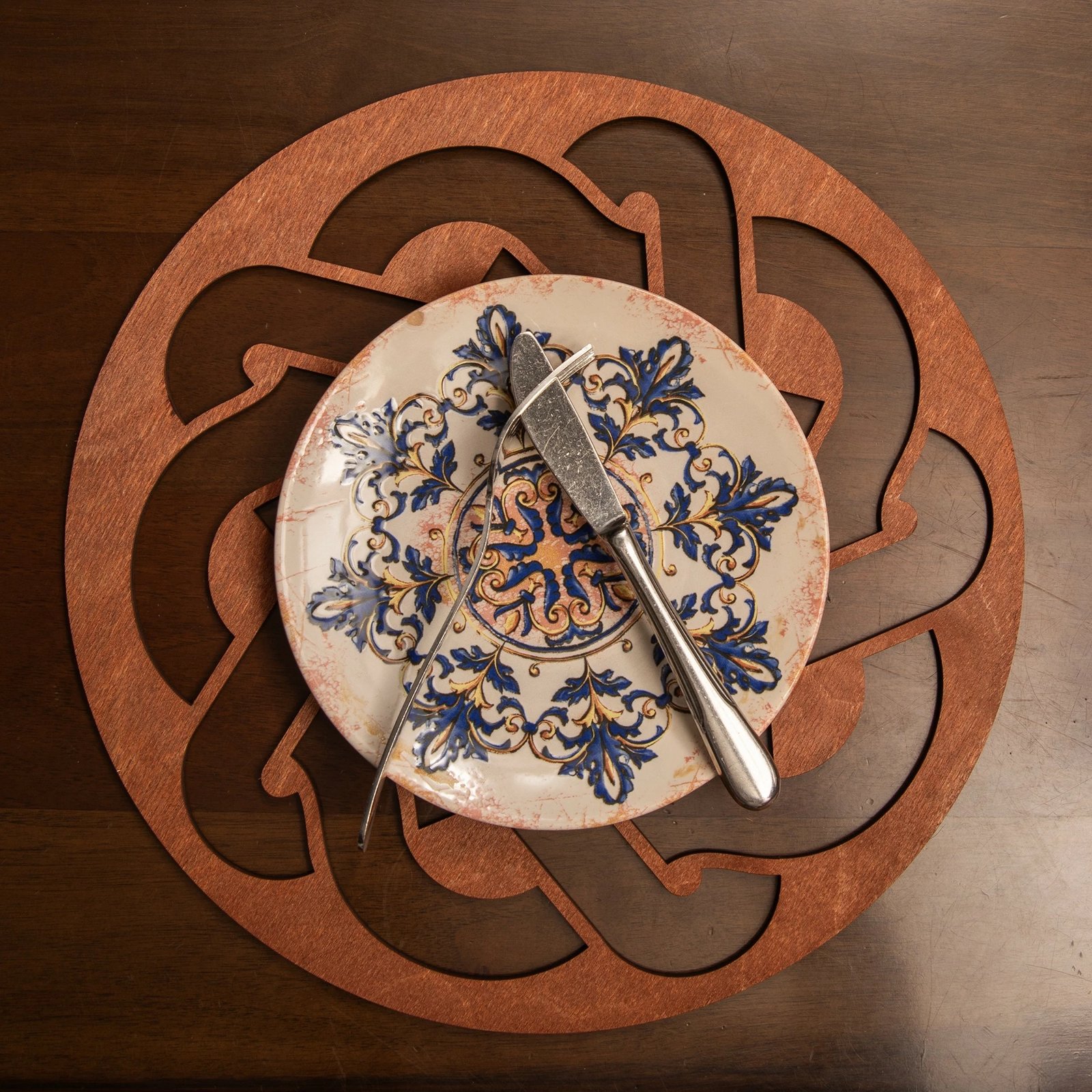 Set nënshimesh tavoline prej druri, ngjyrë rozë, Hermia Don, 4 copë