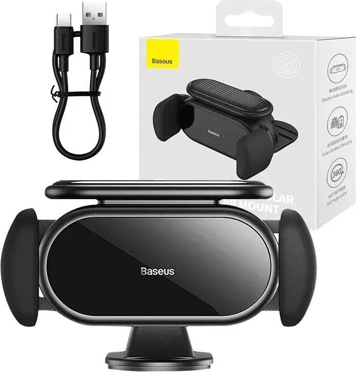 Mbështjellës Baseus Steel Cannon Pro, për veturë, me karikues diellor, i zi