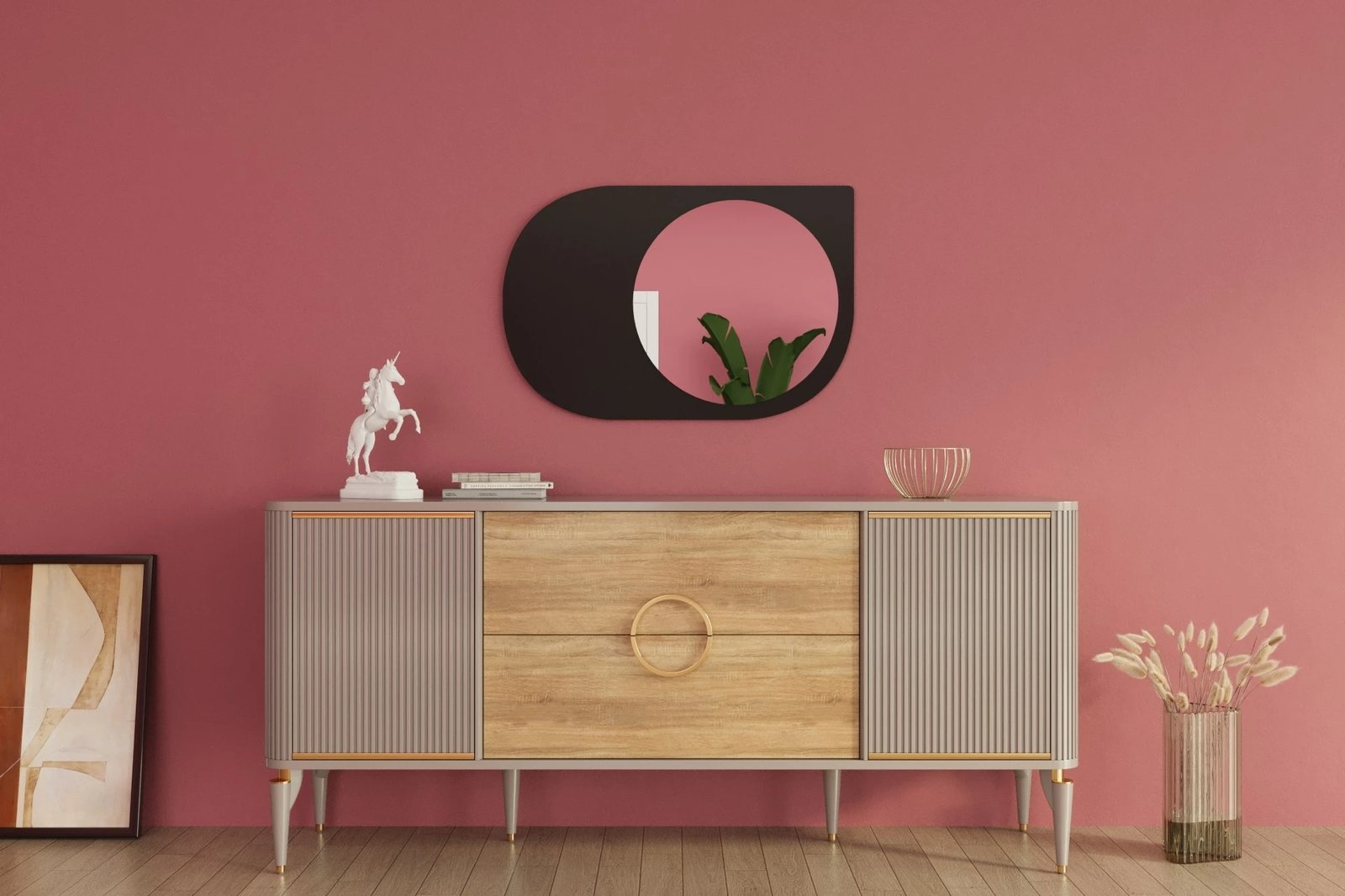 Pasqyrë Skye Decor, Pubble, e zezë, 60x90x2.2cm