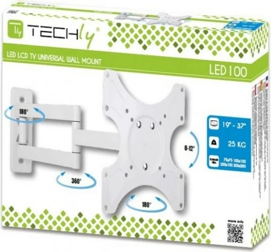 Mbajtës muri për TV/monitor Techly 023820, 19-37 inç, krah i dyfishtë, i bardhë Mbajtës muri për TV/monitor Techly 023820, 19-37 inç, krah i dyfishtë, i bardhë