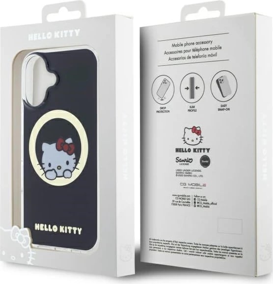 Mbështjellës Hello Kitty IML Sweet Kitty MagSafe për iPhone 16, Zi