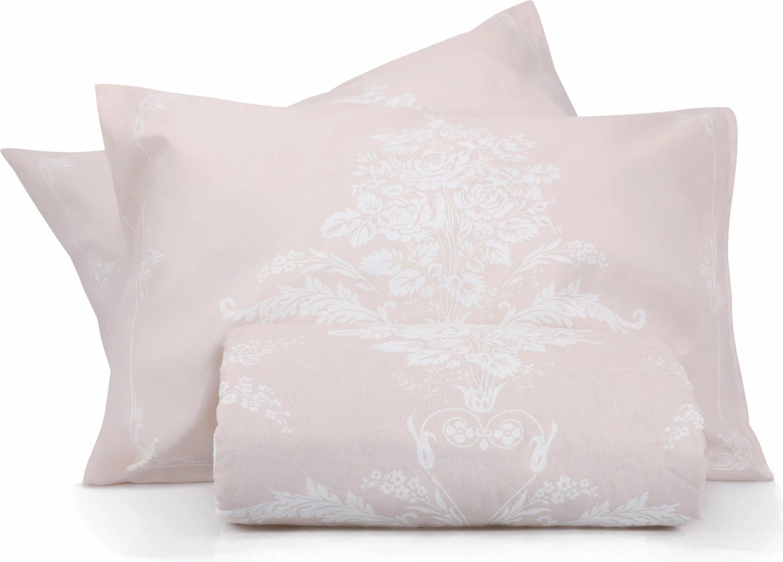 Set mbulesë krevati e qepur, king size, ngjyrë mink dhe e bardhë, L'essentiel