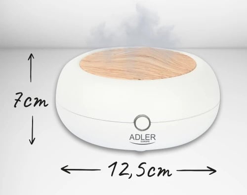 Difuzer arome ultrasonik, Adler, AD 7969, 70 ml, USB 5V, 3-në-1, i bardhë/dru i çelët
