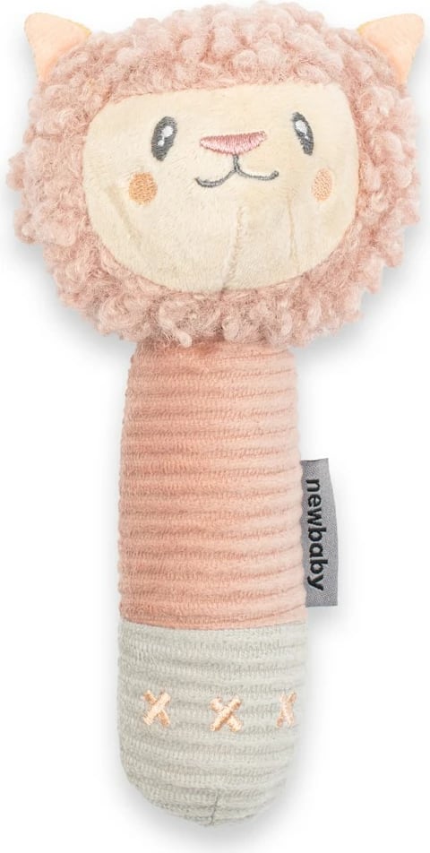 Rattle pelushi për bebe, New Baby, Lama, me fishkëllimë dhe kapje të lehtë, multingjyrëshe