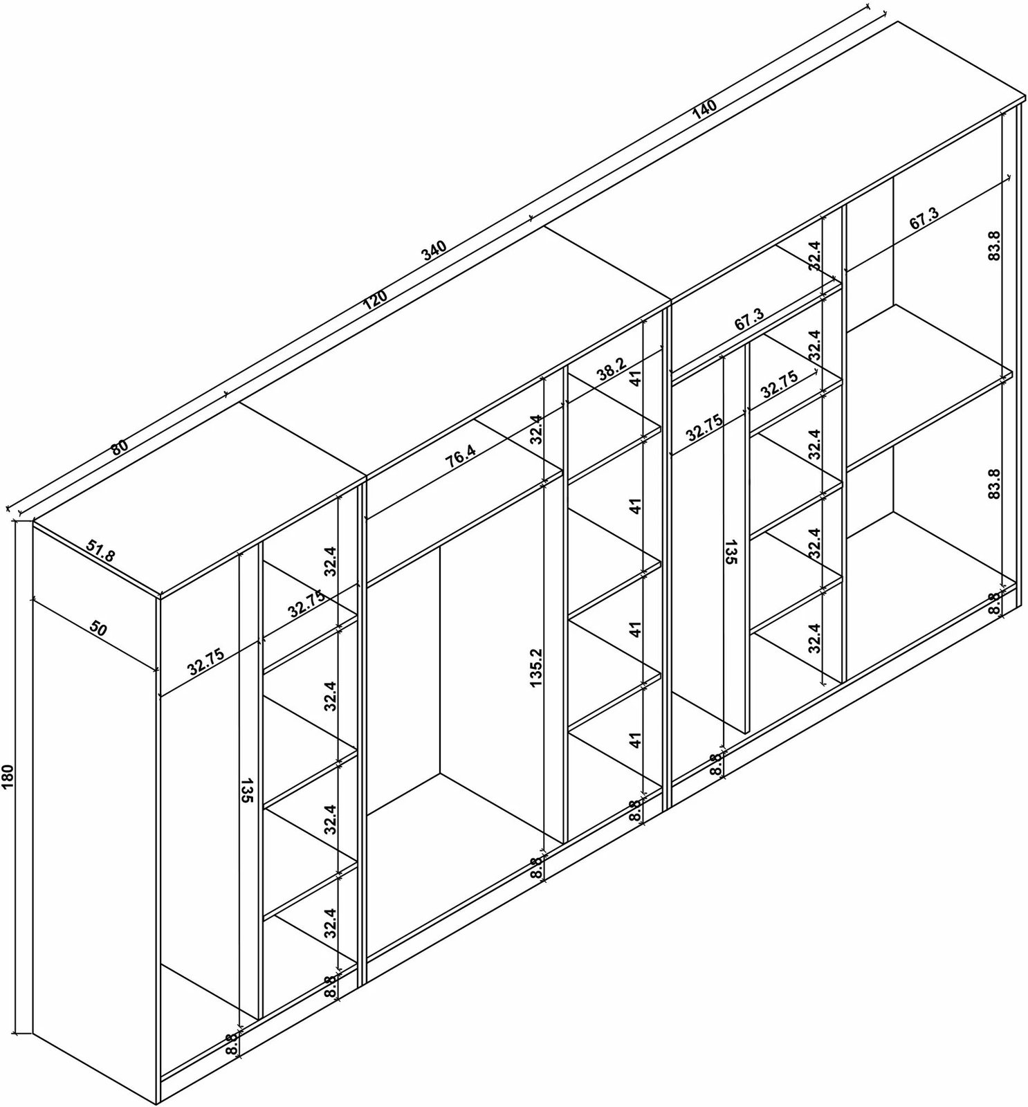 Dollap rrobash Skye Decor, ngjyrë Atlantic Pine, Kardelen 1600-124