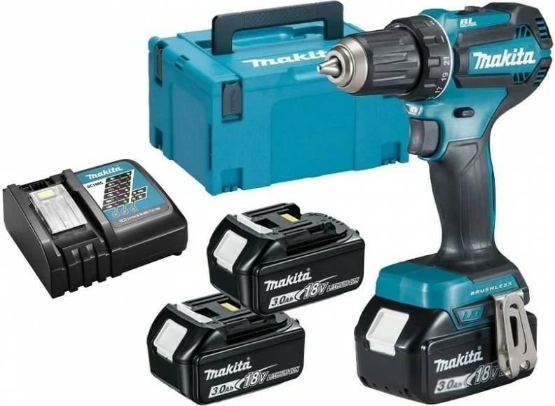 Makine vidash/shpimi pa kabllo MAKITA DDF485RF3J, 3x 18V 3Ah, e zezë