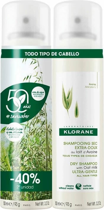 Shampon i thatë unisex Klorane me qumësht të tërshërës Duplo 2x150ml