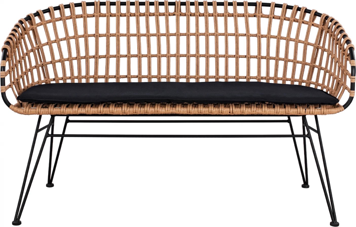 Bancë metalike Allegra FH5692 me thurje, ngjyrë zezë-bezhë, 124x57x77 cm