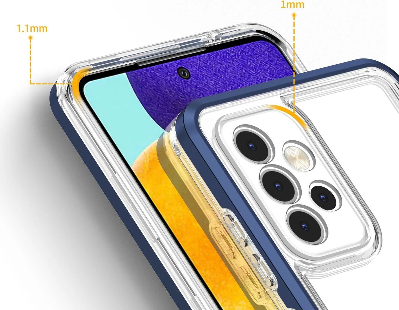 Mbështjellës Hurtel Hybrid Armor Clear 3 in 1 për Samsung Galaxy A73, Blu/Transparent