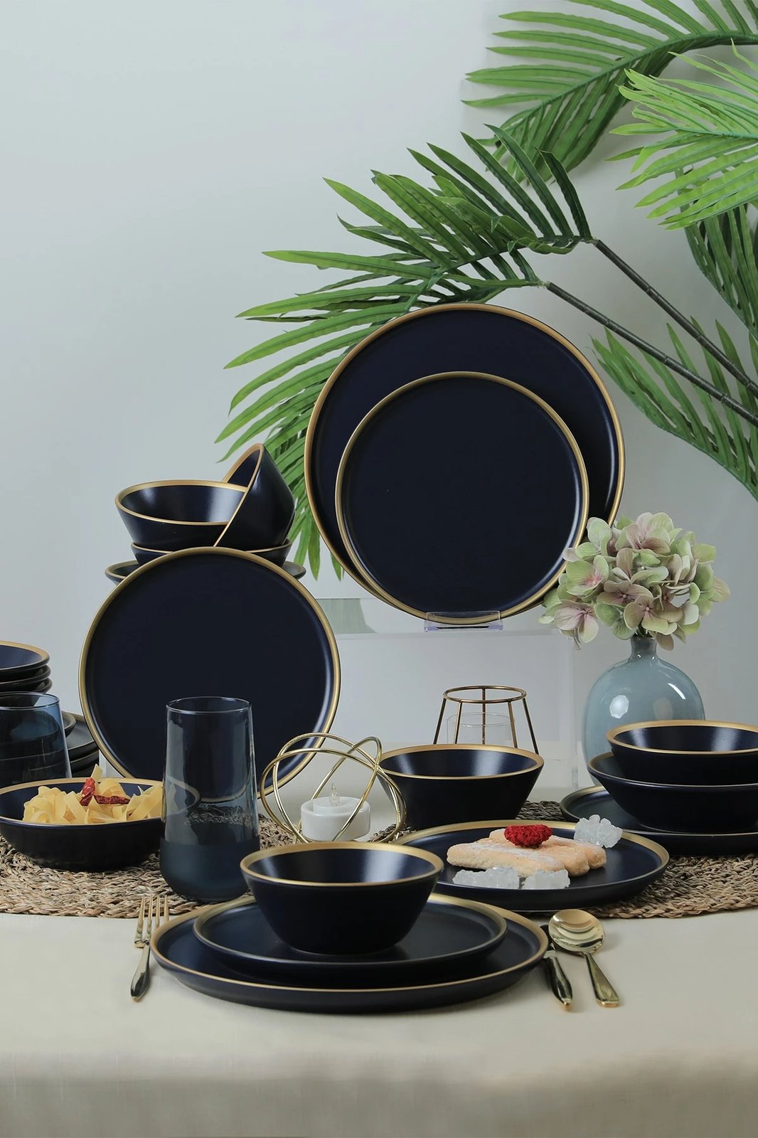 Set enësh darke prej qeramike (24 copë), Hermia Concept, TY039124F993A841700MAET000, ngjyrë kaltër e errët