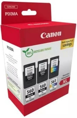 Toner Canon PG-560XL x2/CL-561XL, për PIXMA TS5350/TS7450, Set 3 copë, E zezë dhe Ngjyrë