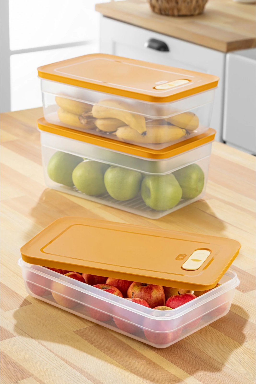 Set kuti plastike për ruajtje (3 copë), Hermia, HK3LU, portokalli
