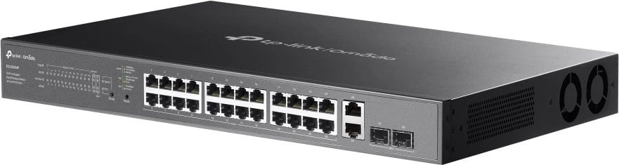 Switch i menaxhuar TP-LINK ES228GMP, 28 porta gigabit, 24 PoE+, kasë rack, e zezë