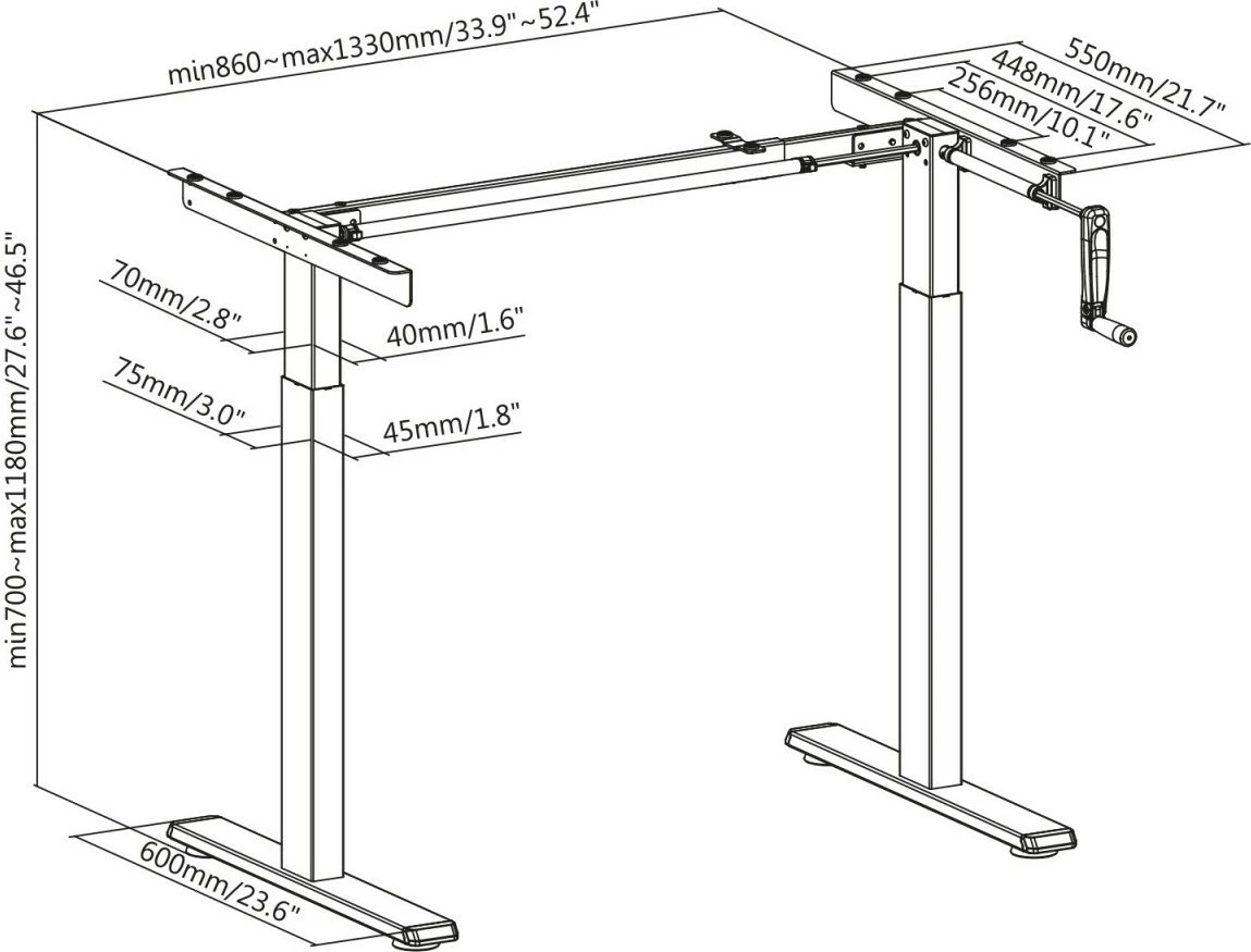Kornizë tavoline Maclean MC-790NG, rregullim manual i lartësisë, pa blat, 60kg, Gri
