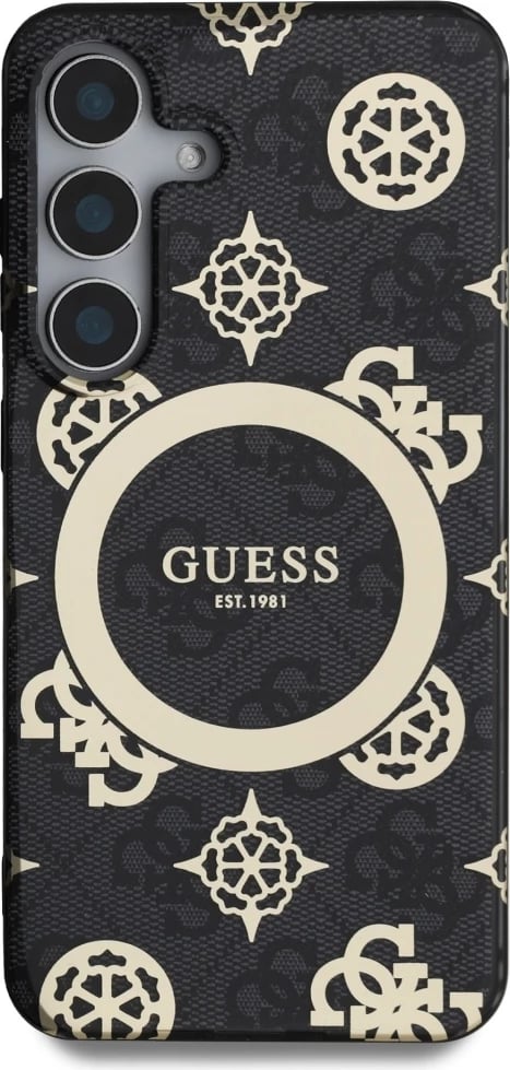 Mbështjellës Guess 4G Background Gold Electroplated Peony Pattern MagSafe për Samsung Galaxy S25, Zi Mbështjellës Guess 4G Background Gold Electroplated Peony Pattern MagSafe për Samsung Galaxy S25, Zi