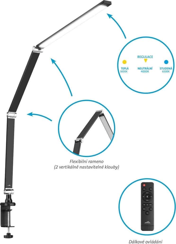 Llambë Tavoline Led ETA 289390000 (Zezë, 71 x 47 x 5 cm)