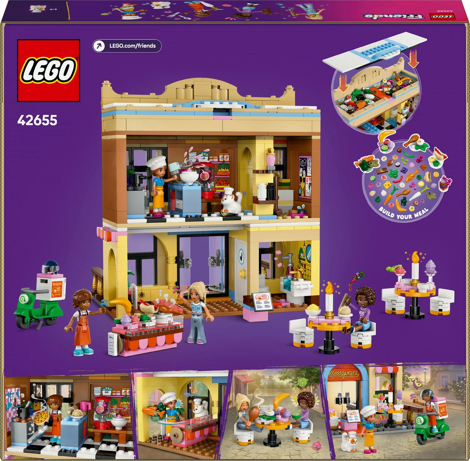 Set ndërtimi LEGO Friends 42655, restorant dhe shkollë gatimi, 896 pjesë, shumëngjyrësh
