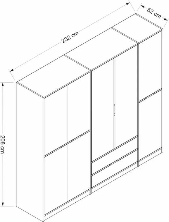 Dollap Hanah Home Elina, anthracite dhe dore, 232x208x52cm