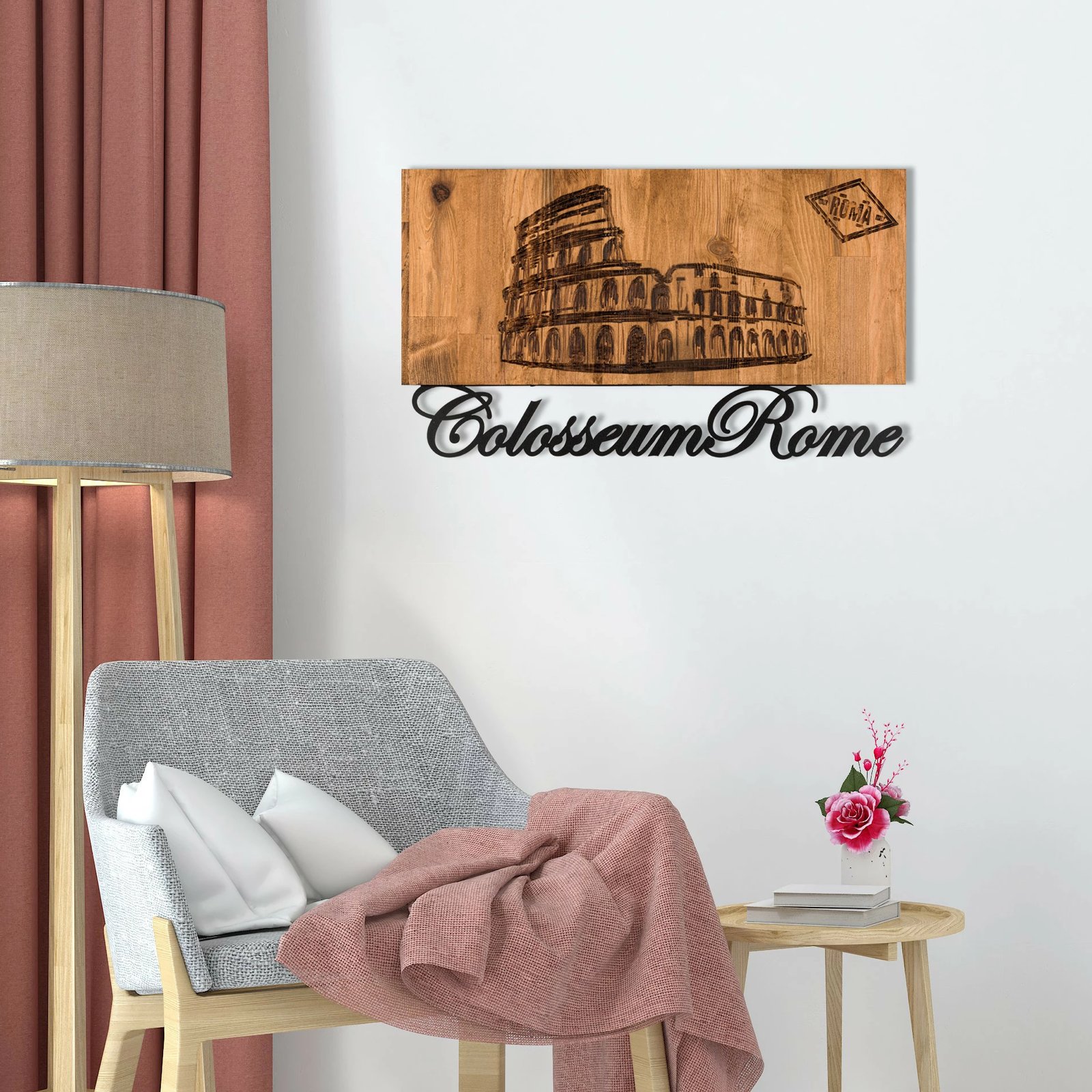 Aksesor dekorativ për mur, dru, Wallity, Romë