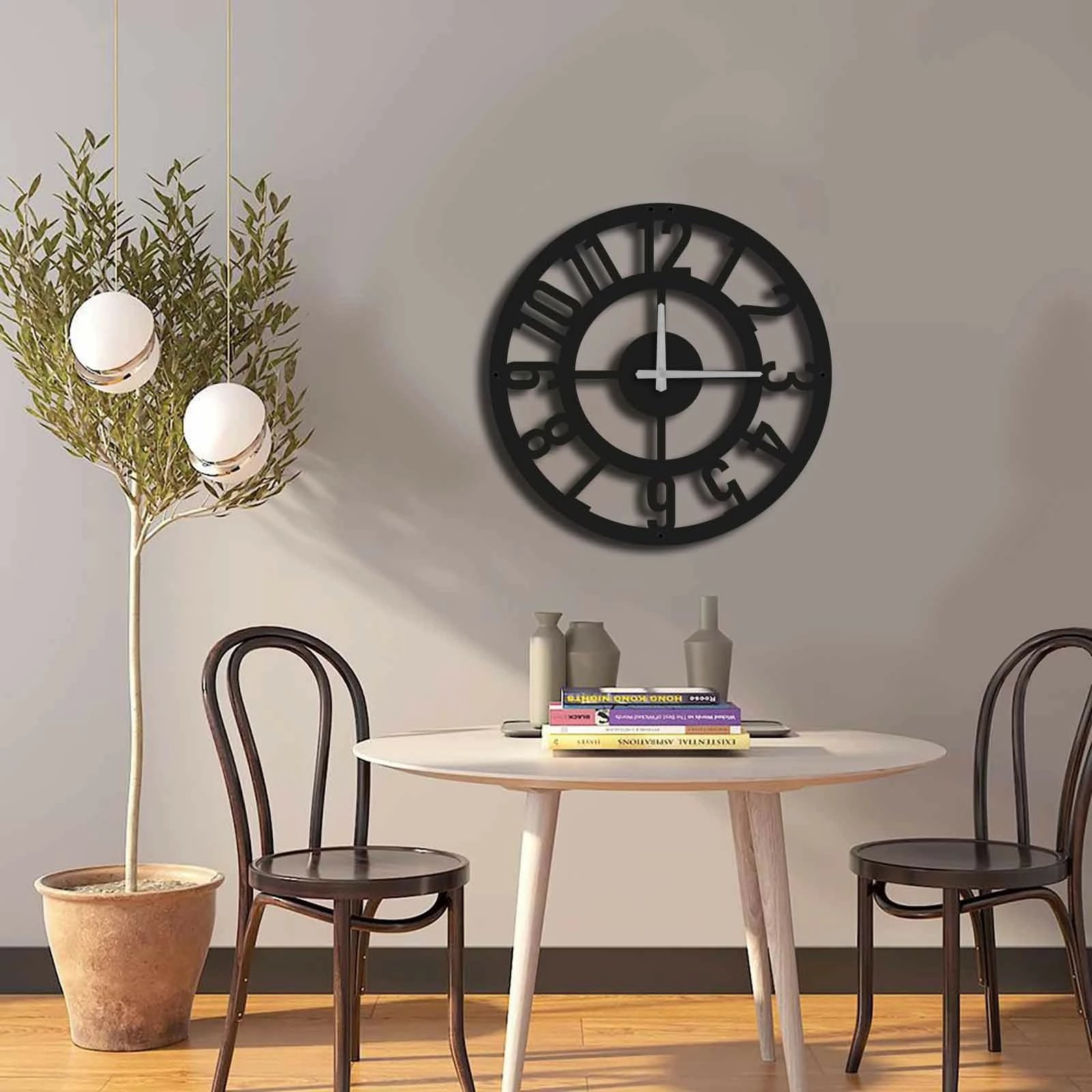 Orë muri dekorative prej metali, Wallity, MTS - 004, e zezë, 49x49cm