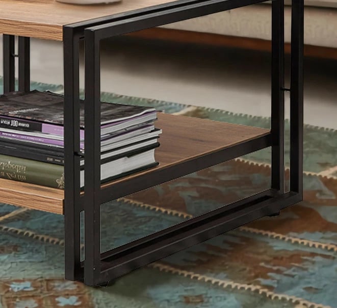 Tavolinë kafeje dy-katëshe, ngjyrë Atlantic Pine dhe e zezë, Cosmo Arena