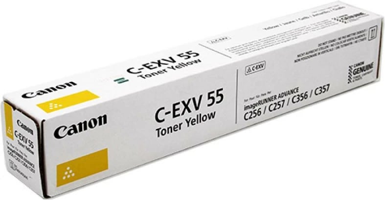 Toner Canon C-EXV 55 (2185C002), rendiment 9,800–23,700 faqe, për imageRUNNER ADVANCE C256/C257/C356/C357, e verdhë