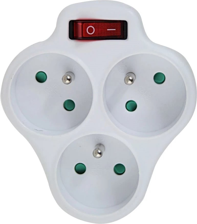 Shpërndarës elektrik Esperanza ELK304W, 3 dalje, me ndërprerës, Bardhë