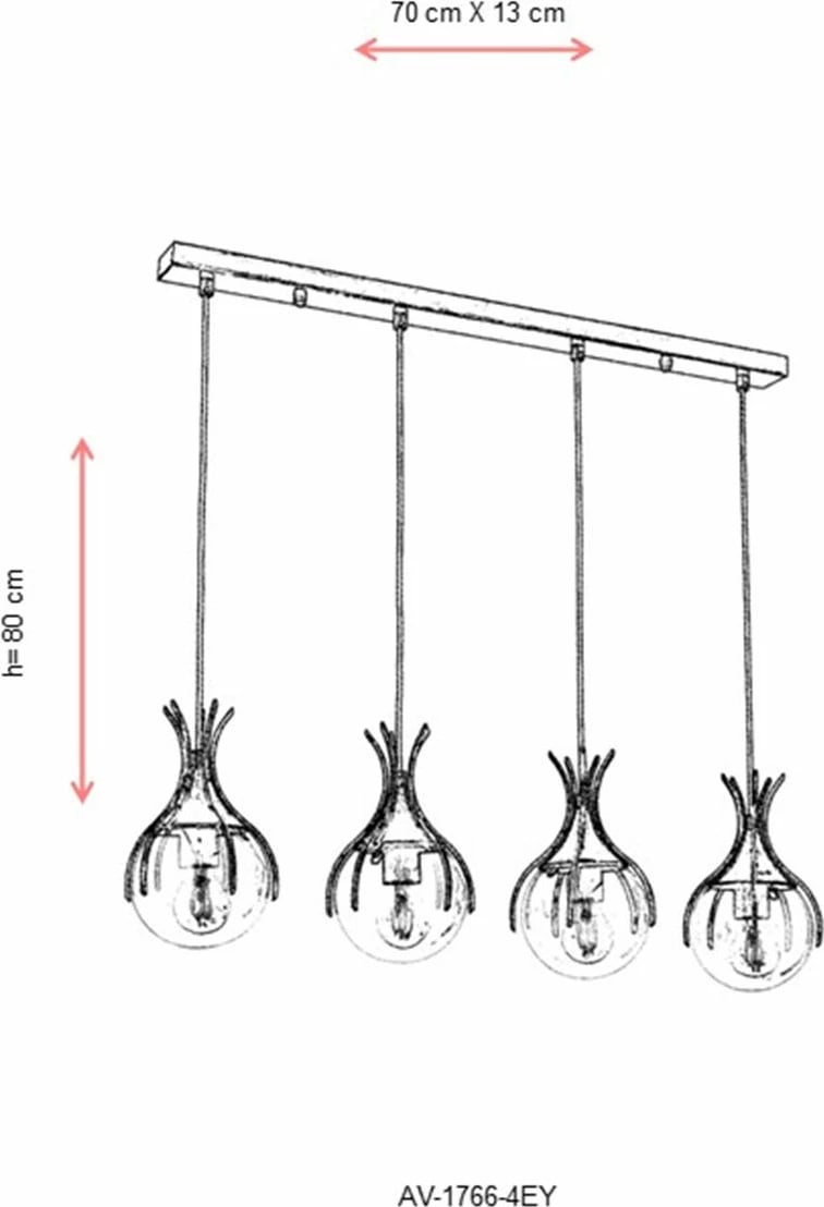Llambadar Opviq, AV-1766-4EY, ngjyrë antike, 4 llampa