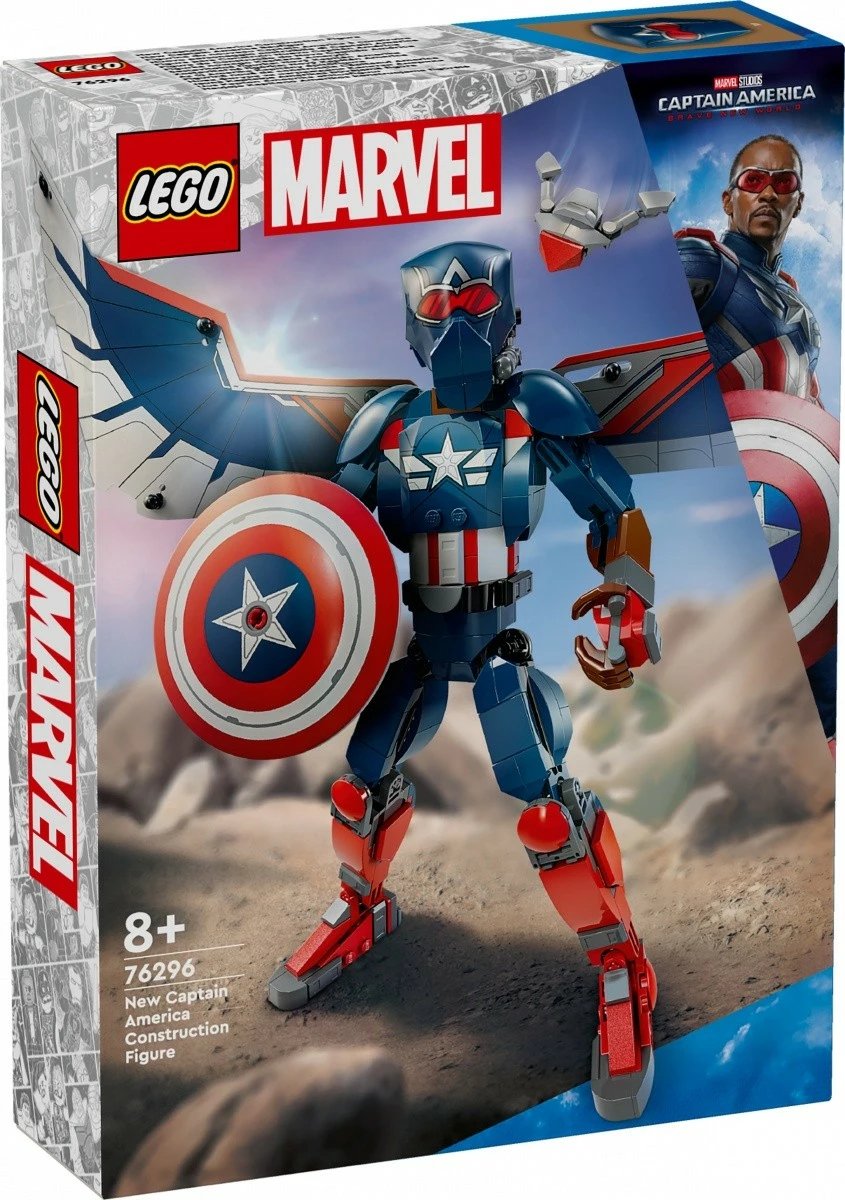Set LEGO Marvel Super Heroes Captain America 76296, 359 pjesë, për fëmijë 8+, me krahë dhe mburojë, shumëngjyrësh