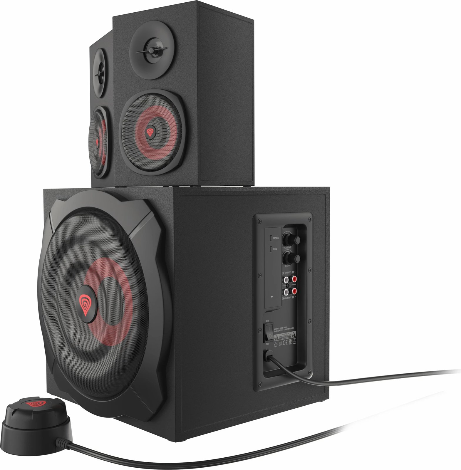 Zëdhënës 2.1 Genesis Helium 610BT, 60W, Bluetooth, për PC/Laptop, zi e kuqe