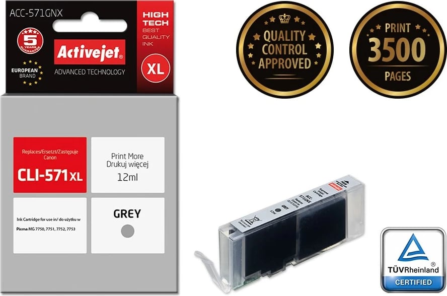 Toner zëvendësues Activejet ACC-571GNX për printer Canon, 12ml, hiri