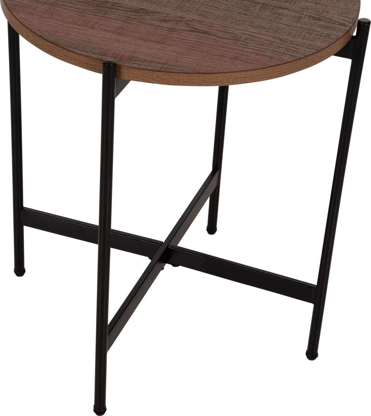 Tavolinë anësore FH9589.04 MDF ngjyrë arre-bazë metalike e zezë Φ50x55Hcm