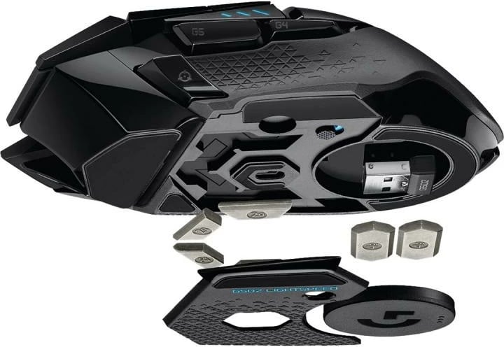 Maus gaming Logitech G502 HERO USB, 11 butona programues, DPI deri 25,600, peshë e rregullueshme, zi