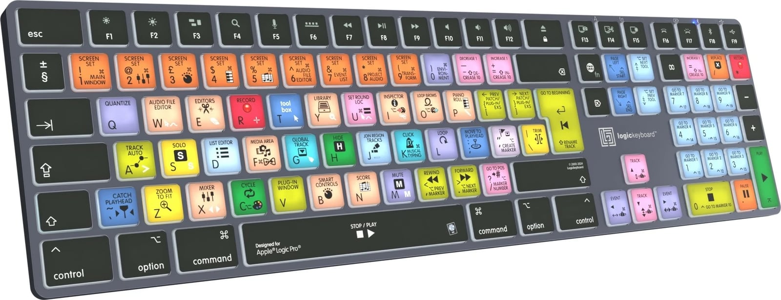 Kasë Logickeyboard LKB-LOGXP2-TM-UK, full-size, Bluetooth & me kabllo, QWERTY, ndriçim, gri titanium