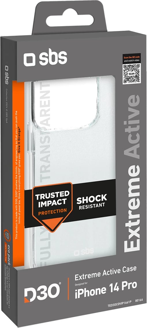 Mbështjellës SBS D3O për iPhone 14 Pro, transparent