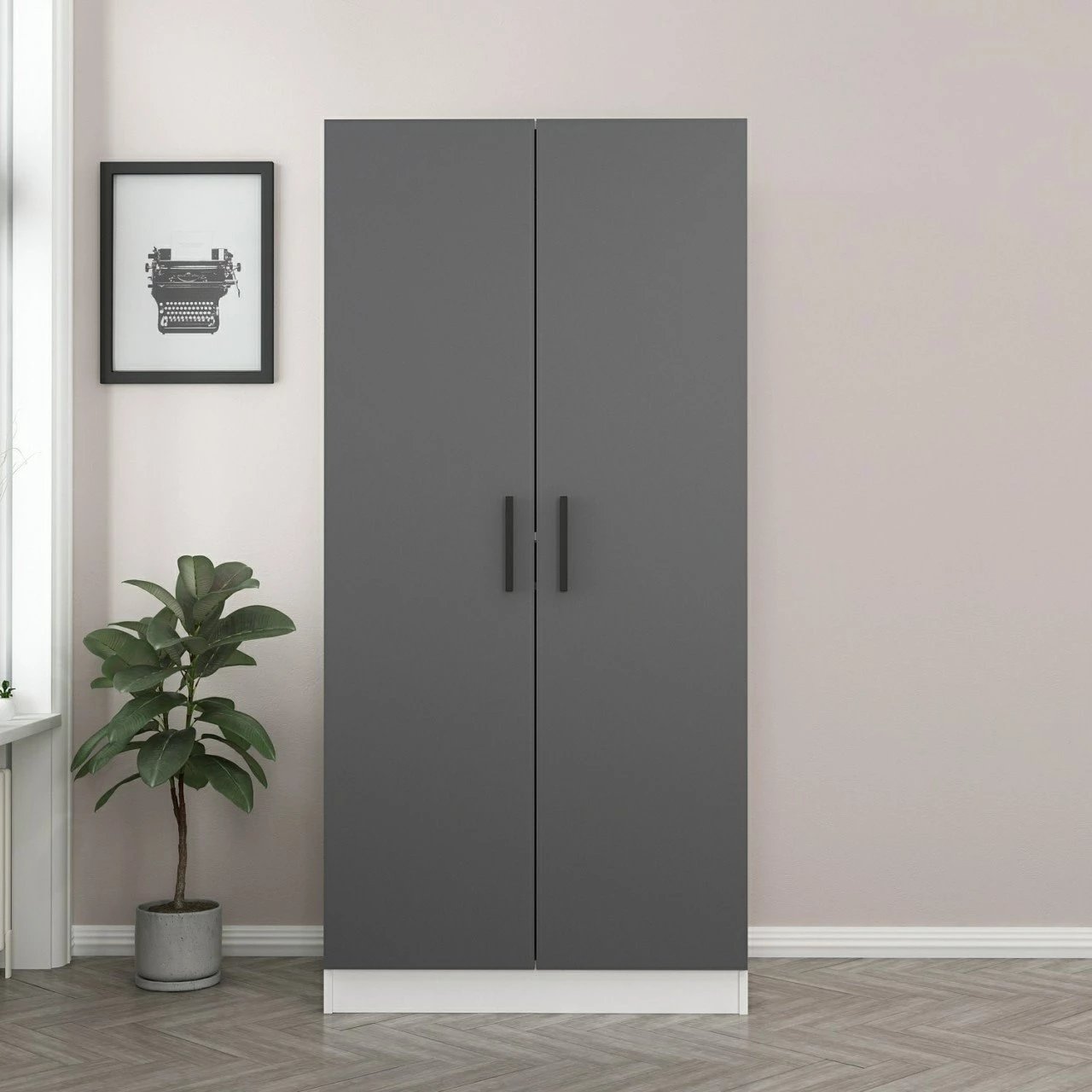 Dollap Skye Decor, anthracite e bardhë, 190cm