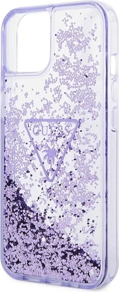 Mbështjellës Guess Liquid Glitter Palm për iPhone 14 Plus 6.7", vjollcë