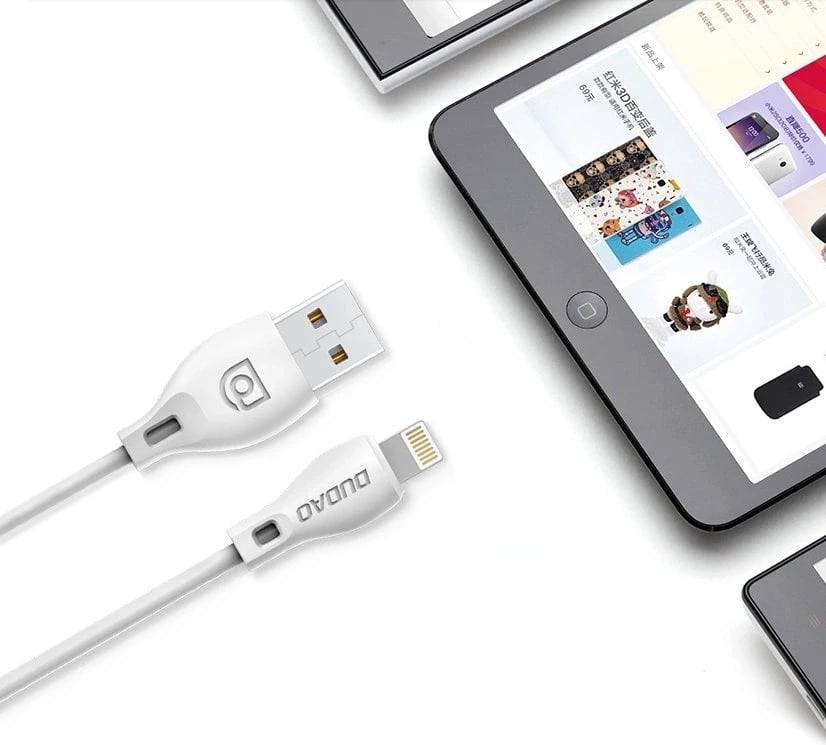 Kabllo USB në Lightning, Dudao L4L, 1 m, 2.4A, USB 2.0, e bardhë
